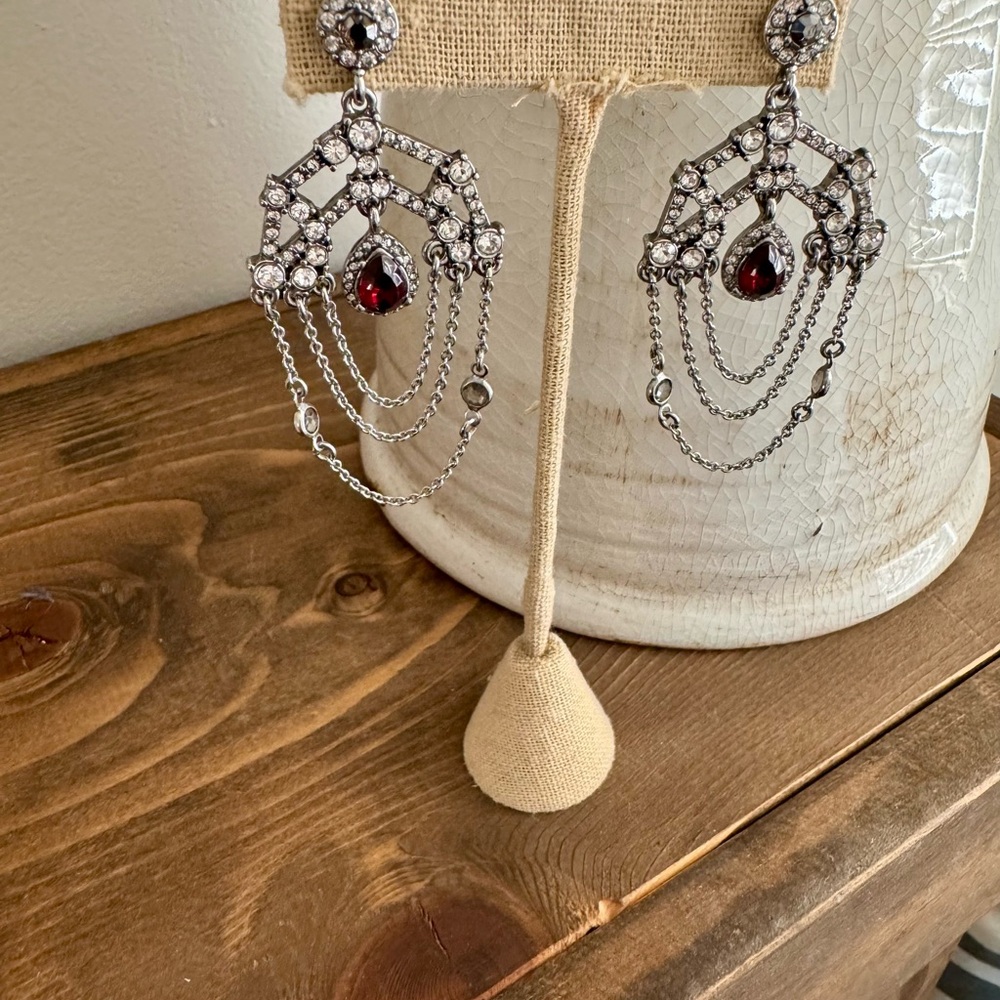 Chloe + Isabel Silver and Red Drop Earrings
